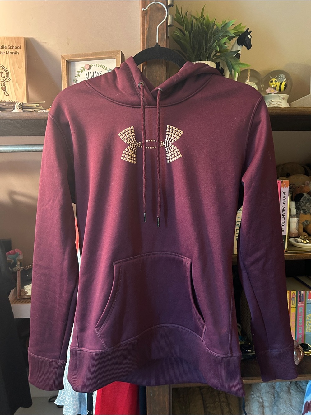 Under Armour Burgundy Hoodie with Rhinestone Logo